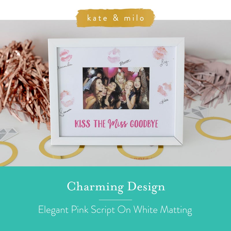 Kate & Milo Bachelorette Signature Frame, Guest Book Alternative for Bachelorette Party, Bride-To-Be Keepsake Photo Frame with Lipstick Signatures, 4x6 Picture Display, White - Image 2